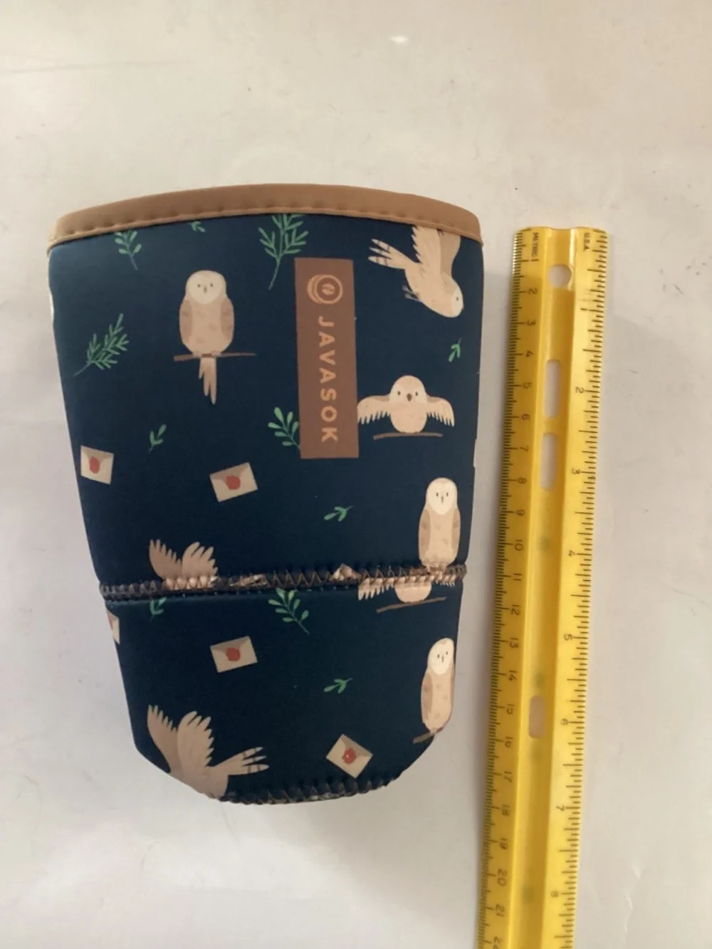 Javasox Neoprene Medium Insulated Sleeve in Dark Blue w/ Owls & Flying Letters